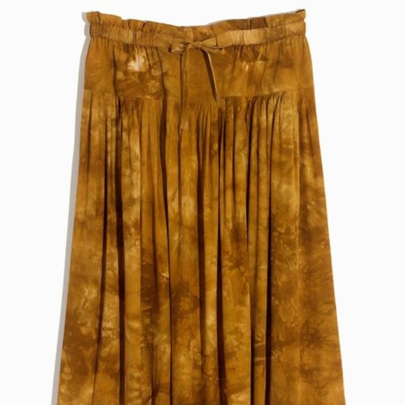 Madewell Tie-Front Midi Skirt in Tie-Dye Yellow size XS - Picture 3 of 10